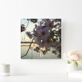 Horloge Carrée Cherry Blossom Sunset à Washington DC (Maison)