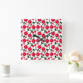 Horloge Carrée Cherry Seamless Pattern, Red Fruit Pattern, Cute C (Maison)
