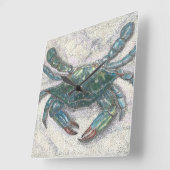 Horloge Carrée Chesapeake Bay Crabe Bleu Montre (Angle)