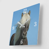 Horloge Carrée Cheval (Angle)
