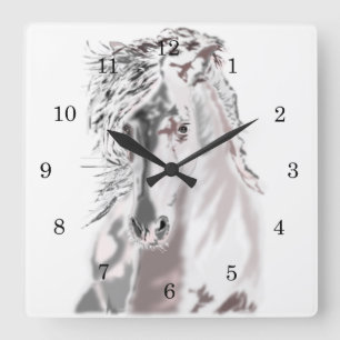 Horloge Carrée Cheval blanc
