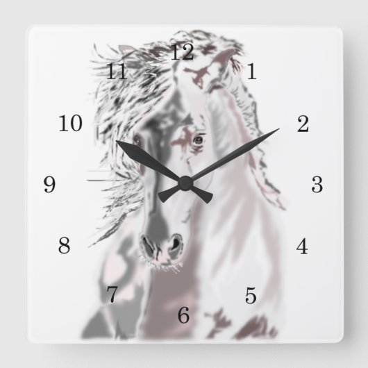 Horloge Carrée Cheval blanc (Recto)