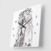Horloge Carrée Cheval blanc (Angle)
