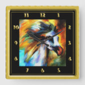 Horloge Carrée Cheval coloré (Recto)