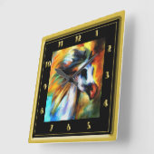 Horloge Carrée Cheval coloré (Angle)