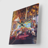 Horloge Carrée Cheval de carrousel (Angle)