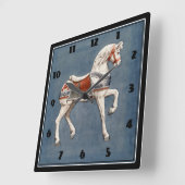Horloge Carrée Cheval de carrousel par Henry Murphy   (Angle)