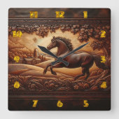 Horloge Carrée Cheval en campagne (Recto)