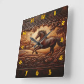 Horloge Carrée Cheval en campagne (Angle)