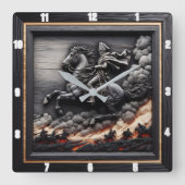 Horloge Carrée Cheval Napoléon de cavalerie (Recto)