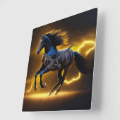 Horloge Carrée Cheval noir (Angle)