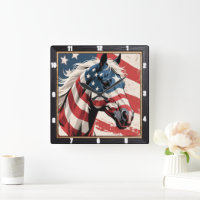 Cheval patriotique du drapeau américain