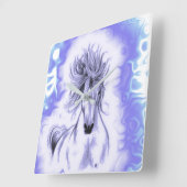 Horloge Carrée Cheval pourpre (Angle)