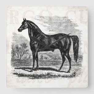 Horloge Carrée Cheval vintage de 1800s - modèle de cavalier de