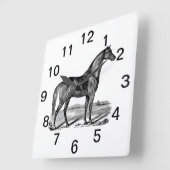 Horloge Carrée Cheval vintage debout (Angle)