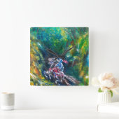 HORLOGE CARRÉE CHEVALIER LANCELOT, ÉQUITATION DANS LA FORÊT VERTE (Maison)