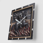 Horloge Carrée Chevalier médiéval : Style de conception des grain (Angle)