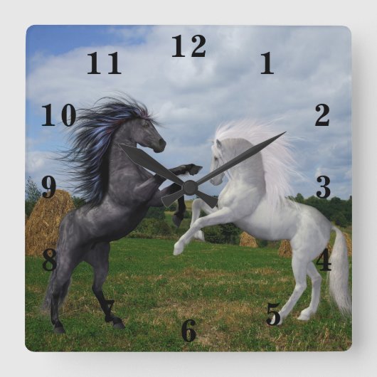Horloge Carrée Chevaux (Recto)