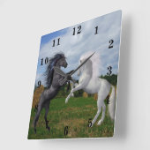 Horloge Carrée Chevaux (Angle)
