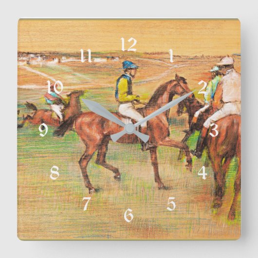 Horloge Carrée Chevaux de course, célèbre peinture d'Edgar Degas (Recto)