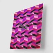 Horloge Carrée Chevron Abstrait/Herringbone | Purples et violets (Angle)