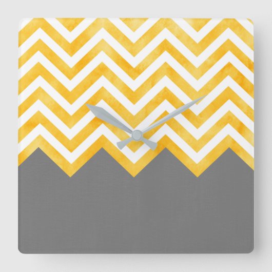 Horloge Carrée Chevron Golden Yellow (Recto)