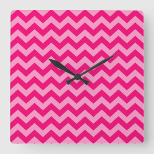 Horloge Carrée Chevrons de l'humeur rose marocaine