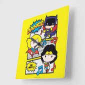 Horloge Carrée Chibi Héros Danse (Angle)