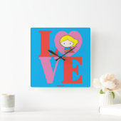 Horloge Carrée Chibi Supergirl LOVE (Maison)