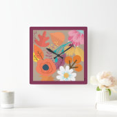 Horloge Carrée Chic Abstract Gold Leaf (Maison)