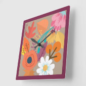 Horloge Carrée Chic Abstract Gold Leaf (Angle)