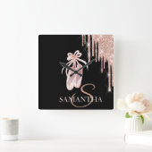 Horloge Carrée Chic Ballet Shoes Rose Gold Glitter Drips (Maison)