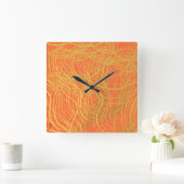 Horloge Carrée Chic Gold Orange Abstrait (Maison)