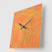 Horloge Carrée Chic Gold Orange Abstrait (Angle)