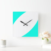 Horloge Carrée Chic Moderne Bright White Aqua Courbes Abstraites (Maison)