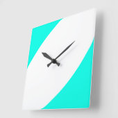 Horloge Carrée Chic Moderne Bright White Aqua Courbes Abstraites (Angle)