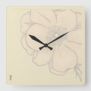Horloge Carrée Chic or ivoire Abstrait floral