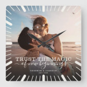 Horloge Carrée Chic Wedding Keepsake Trust Magic Photo (Recto)