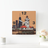 HORLOGE CARRÉE CHICAGO LIGHTHOUSE (Maison)