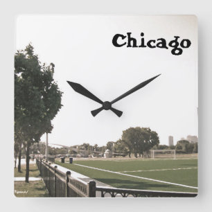 Horloge Carrée Chicago Park dans des touches de peinture