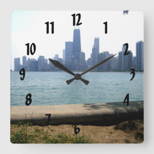 Horloge Carrée Chicago Skyline