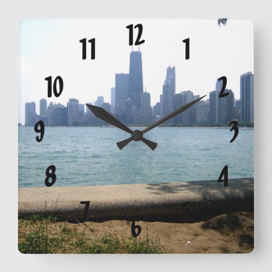 Horloge Carrée Chicago Skyline (Recto)