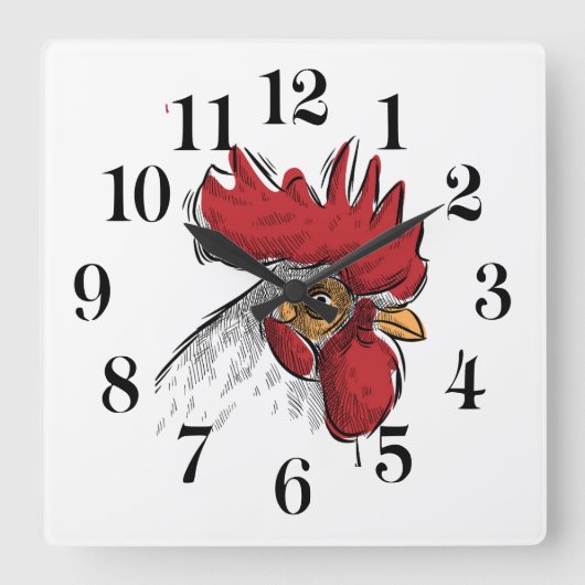 Horloge Carrée Chicken Head Wall Clock (Recto)