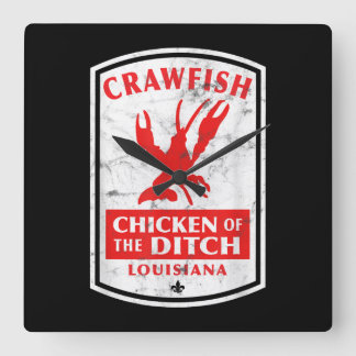 Horloge Carrée Chicken Of The Ditch Cajun Crawfish Boil