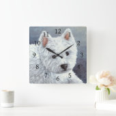Horloge Carrée Chien 137 blanc Westie (Maison)