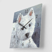 Horloge Carrée Chien 137 blanc Westie (Angle)