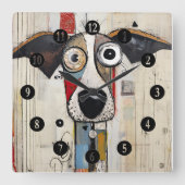 Horloge Carrée Chien Abstrait grand teint (Recto)