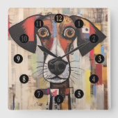 Horloge Carrée Chien Abstrait grand teint (Recto)