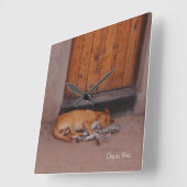 Horloge Carrée Chien au repos (Angle)