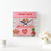 Horloge Carrée Chien beagle Valentine's Day Kissing Booth (Maison)